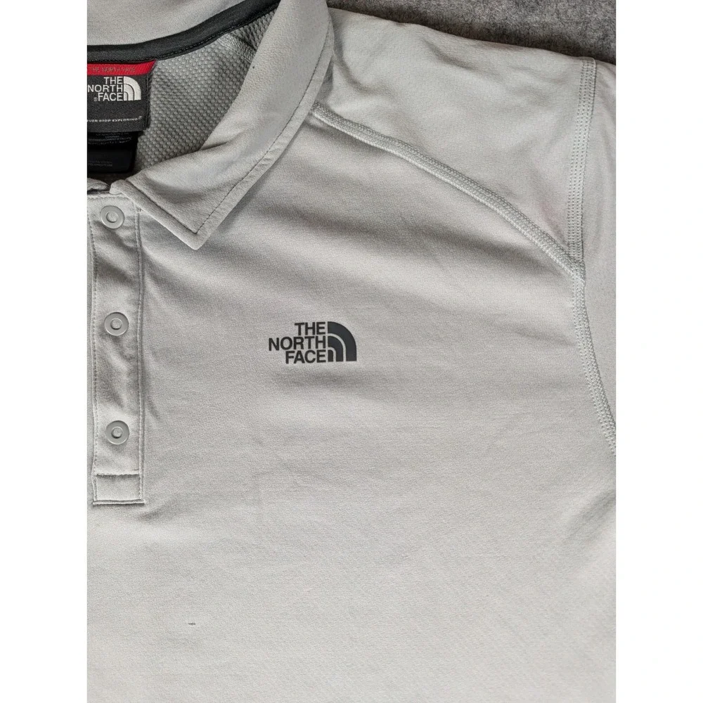 The North Face Mens Short Sleeve Polo Shirt Light Grey Technical Hiking Top